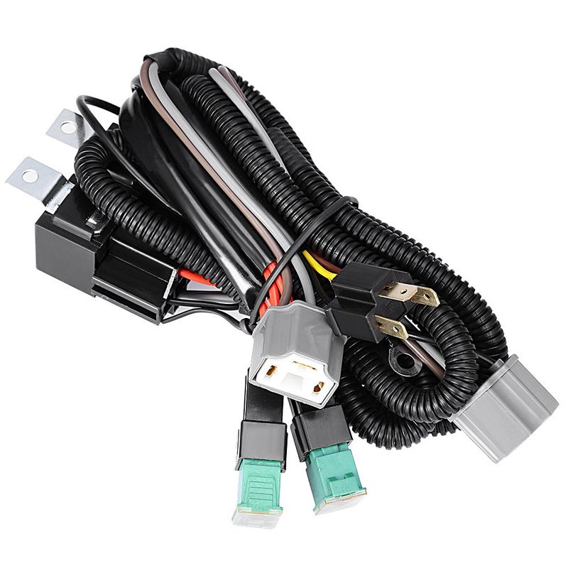 Anxingo Dual High Low Beam Headlight Relay Wiring Harness H4 9003 with High Heat Ceramic Plugs - Image 1